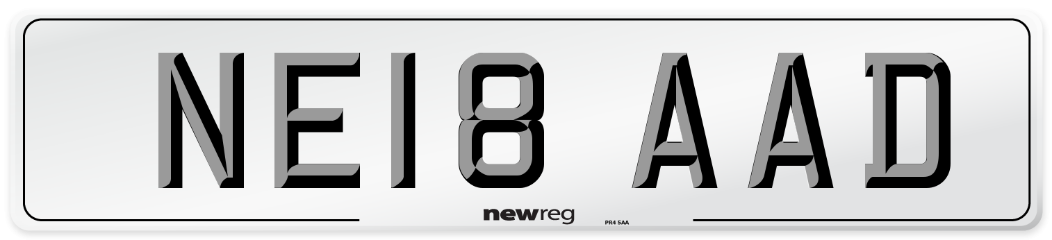 NE18 AAD Number Plate from New Reg